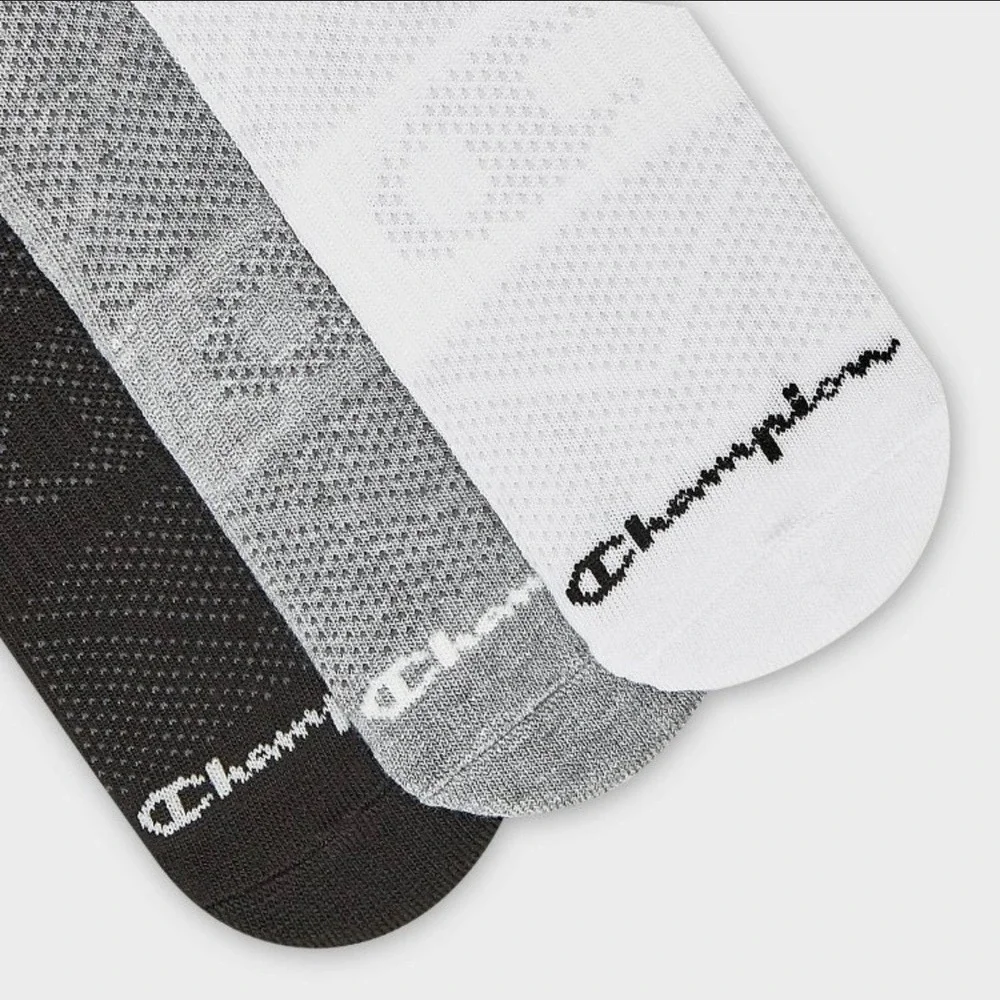Champion Kids 3 Pair Crew Socks Sport Performance Cushion Small White Grey Black